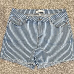 Judy Blue Women's Blue Striped Jean Shorts